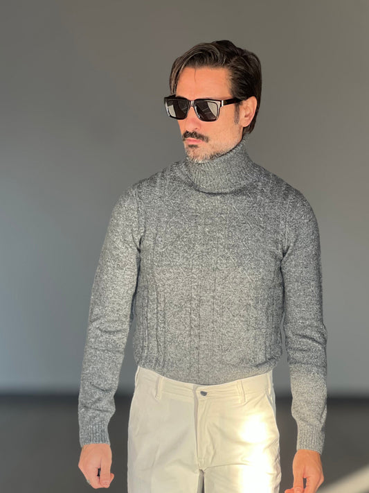 COLLO ALTO TRECCIA GRIGIO PERLA VISCOSA TELAMIRA