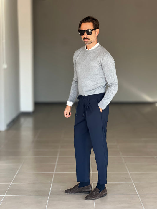 BLACK CHAIN VISCOSE TROUSERS