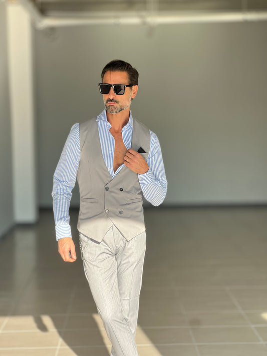 GILET GRIGIO DOPPIOPETTO 4 BOTTONI