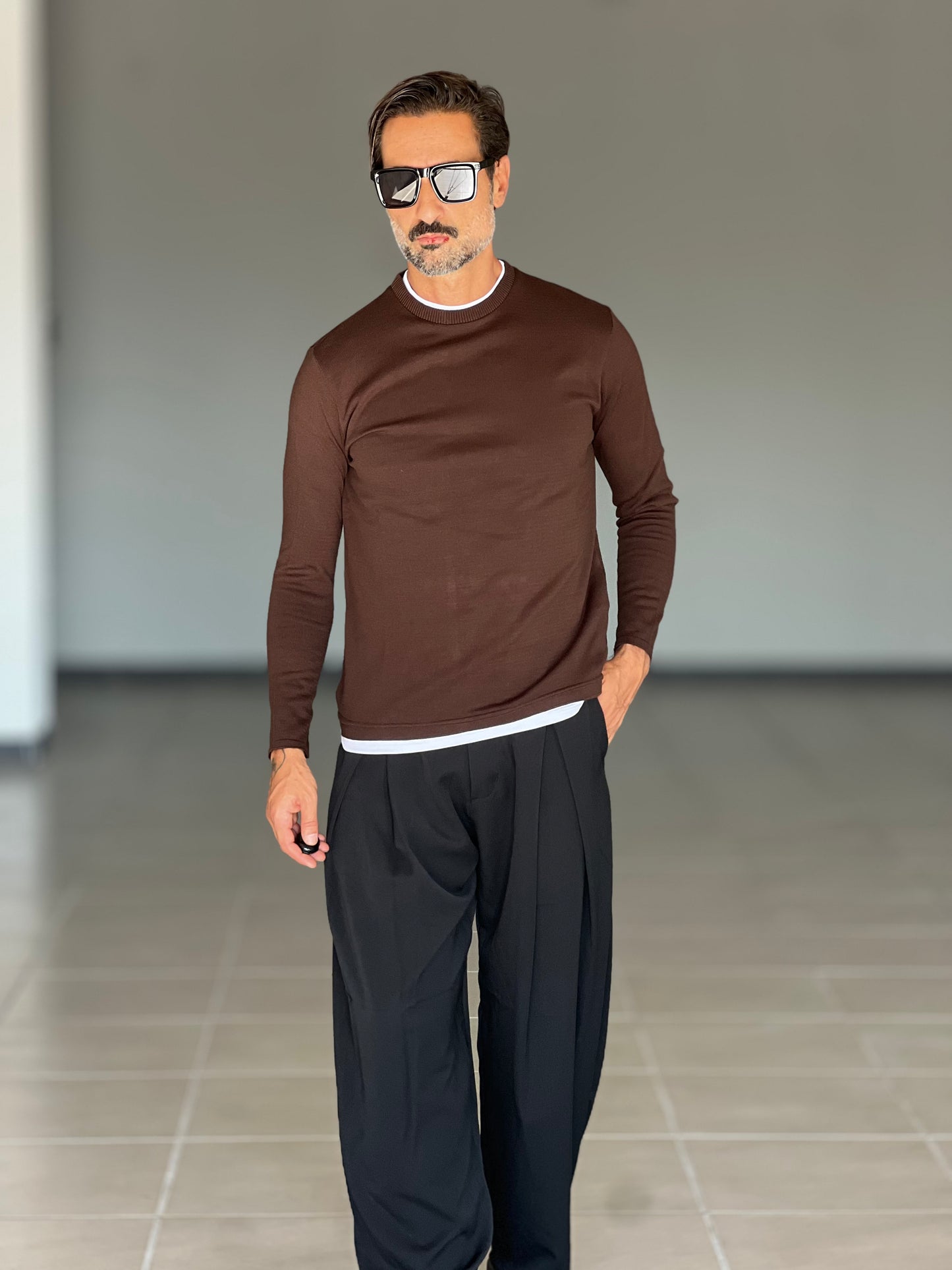 MAGLIA 2 FILI MORO INSERTO T SHIRT BIANCA