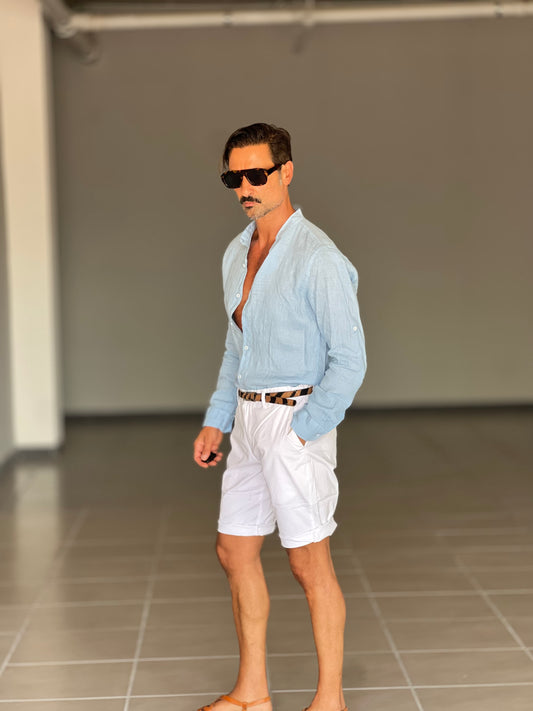 WHITE VISCOSE TROUSERS WITH REGULAR BOTTOM