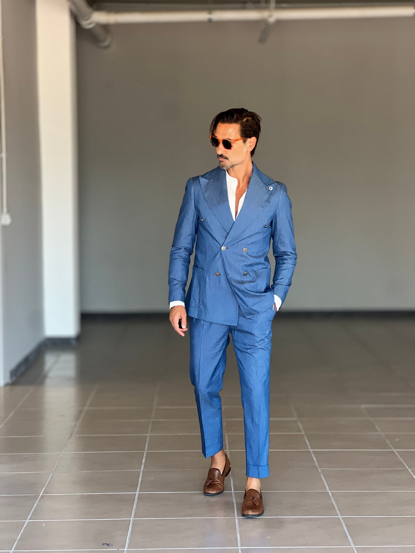 ABITO DENIM DOPPIOPETTO PANTALONE VITA ALTA