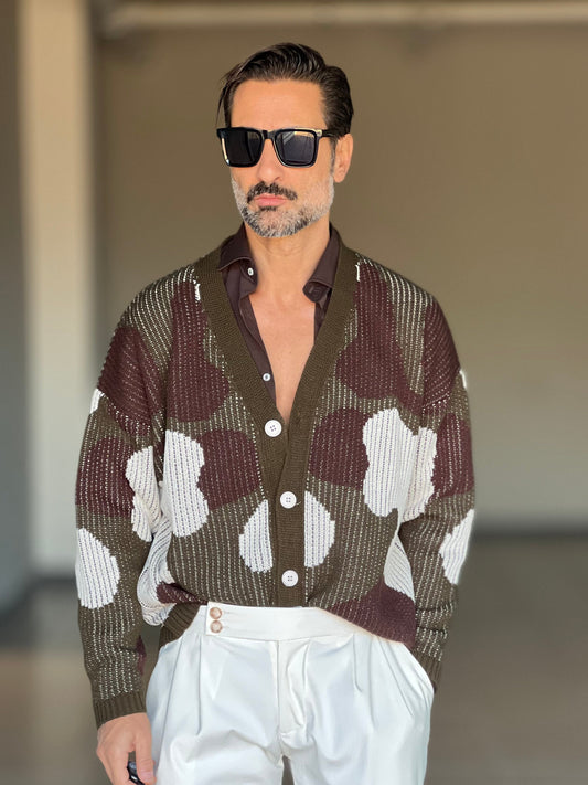 BEIGE COTTON OPEN CARDIGAN