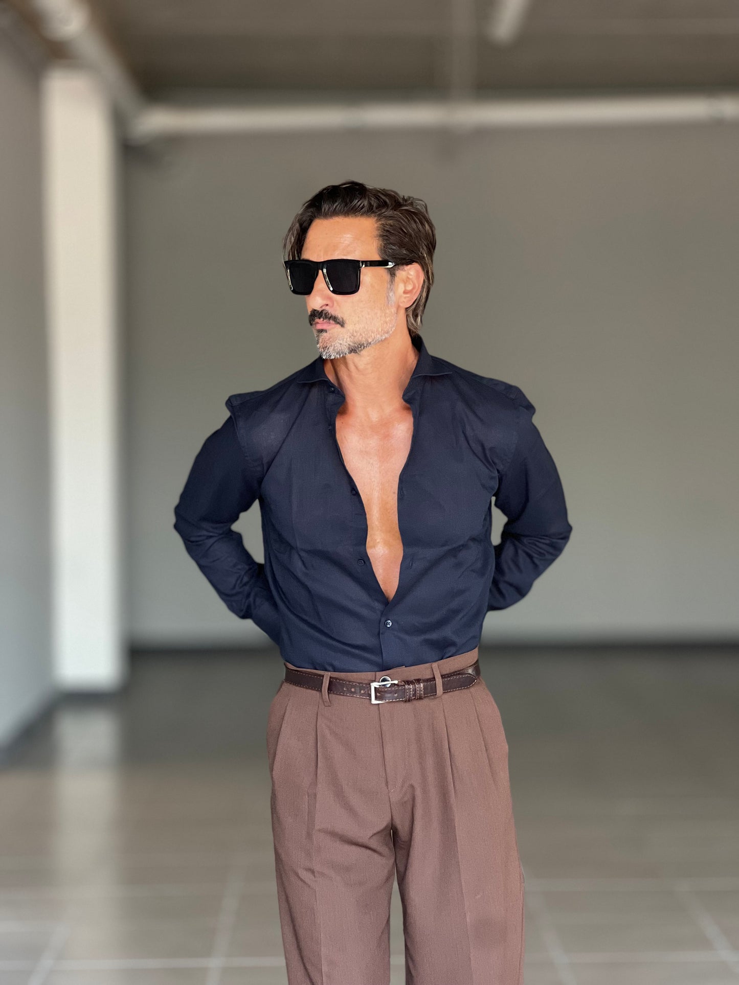 CAMICIA BLU 100%LINO