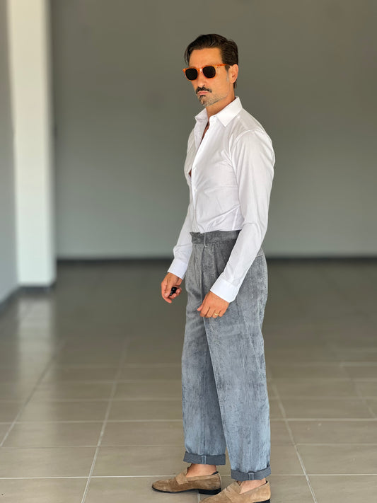 BLACK CHAIN VISCOSE TROUSERS