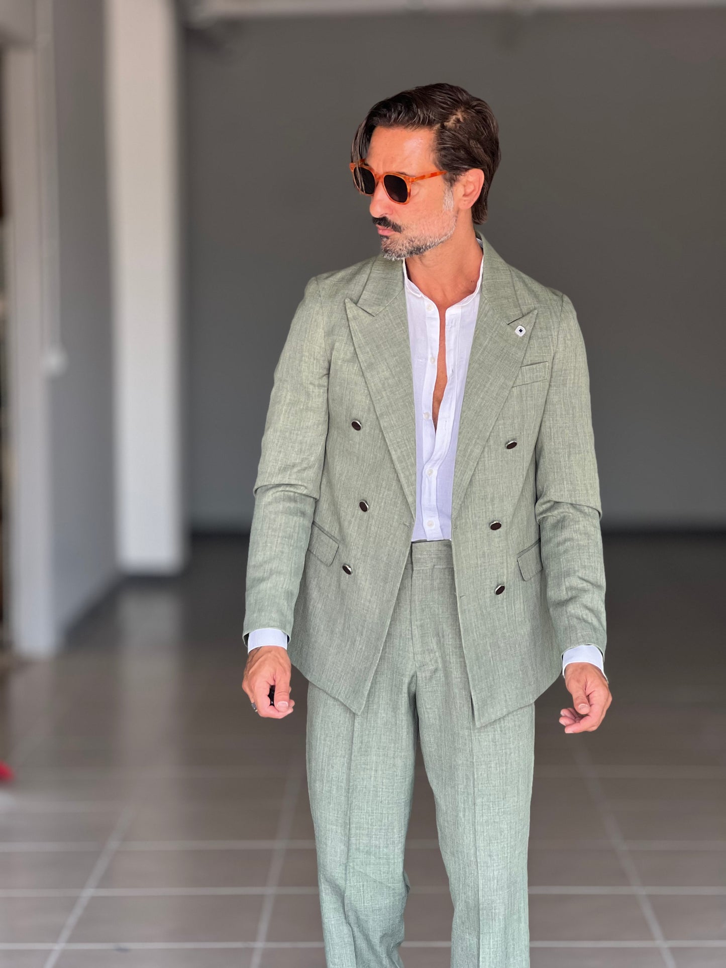 GIACCA DOPPIOPETTO VERDE FIAMMATO BOTTONE METALLO