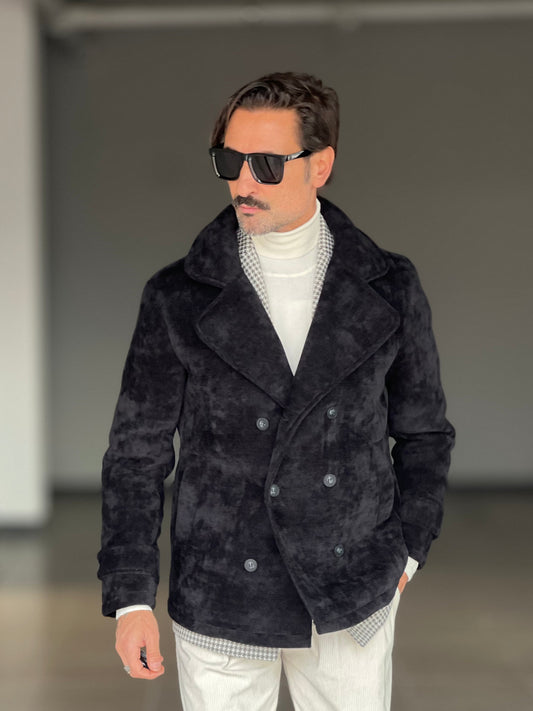 CAPPOTTINO NERO VELLUTO MILLERIGHE