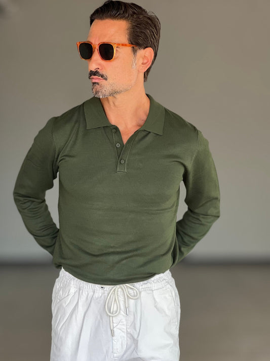 POLO VERDE RASATA VISCOSA E MISTI