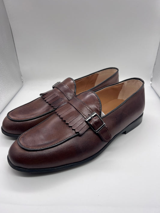 MOCASSINO PELLE MORO FRANGIA E FIBIA