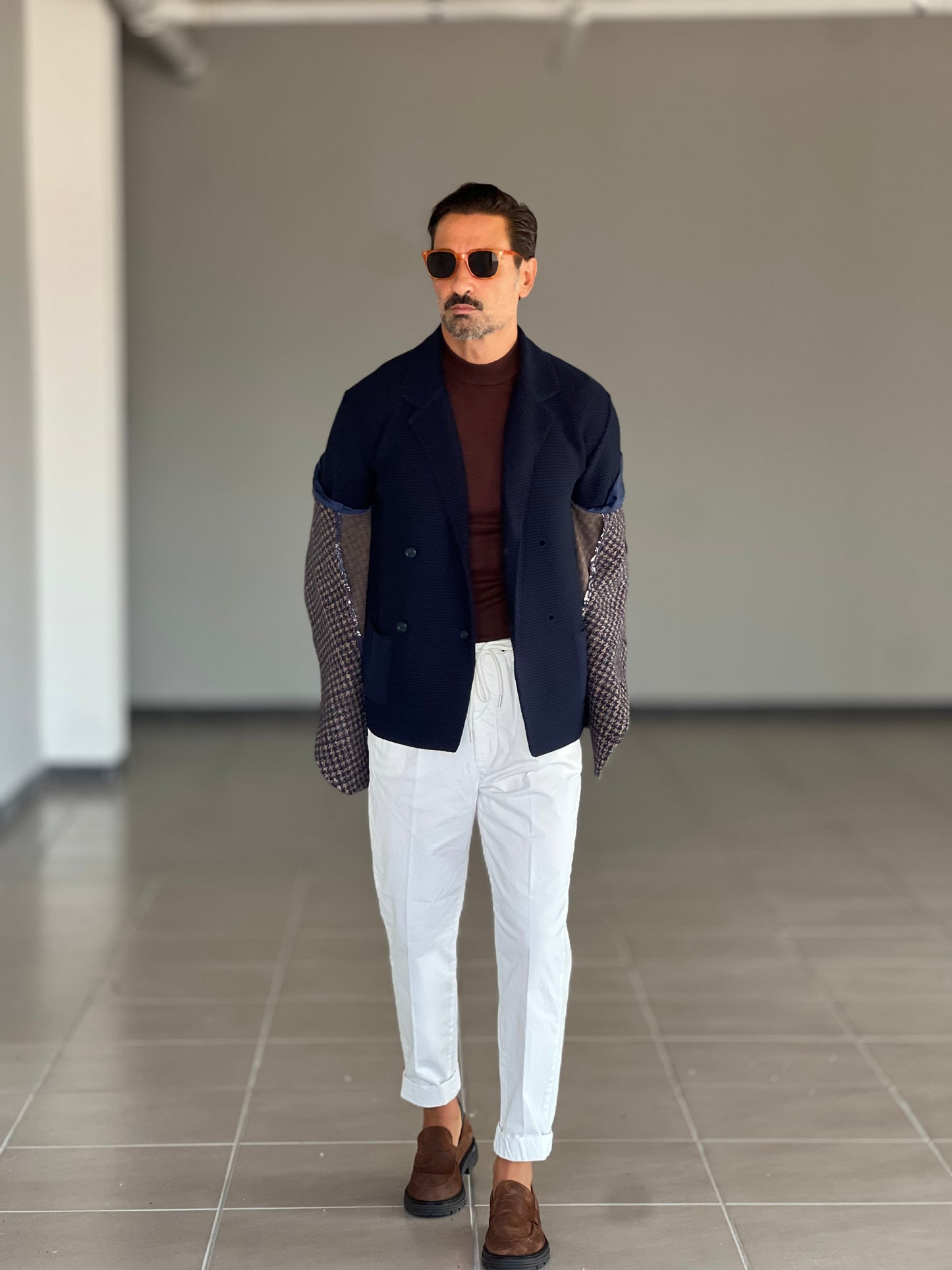 CARDIGAN BLU GIACCA DOPPIOPETTO NIDO D'APE