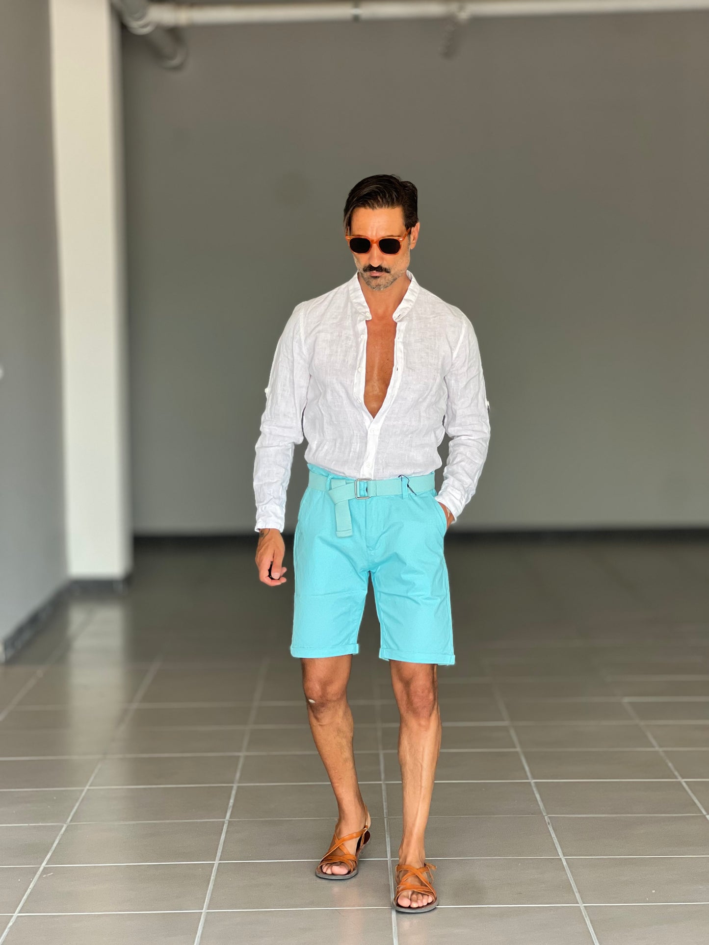 CAMICIA LINO GARZATO BIANCA COREANA