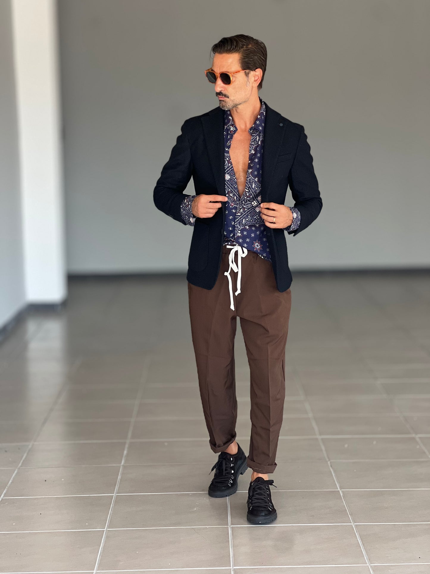 GIACCA LANA E MISTI BLU XAGON MONOPETTO