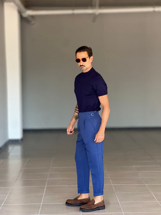 WHITE VISCOSE TROUSERS WITH REGULAR BOTTOM