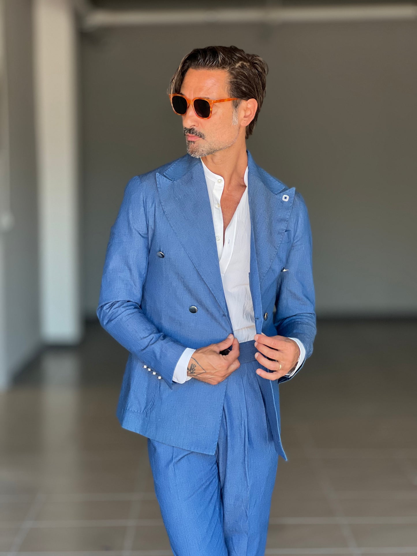 ABITO DENIM DOPPIOPETTO PANTALONE VITA ALTA