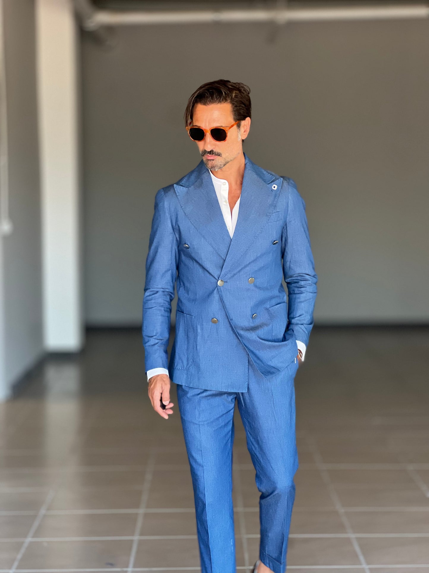 ABITO DENIM DOPPIOPETTO PANTALONE VITA ALTA