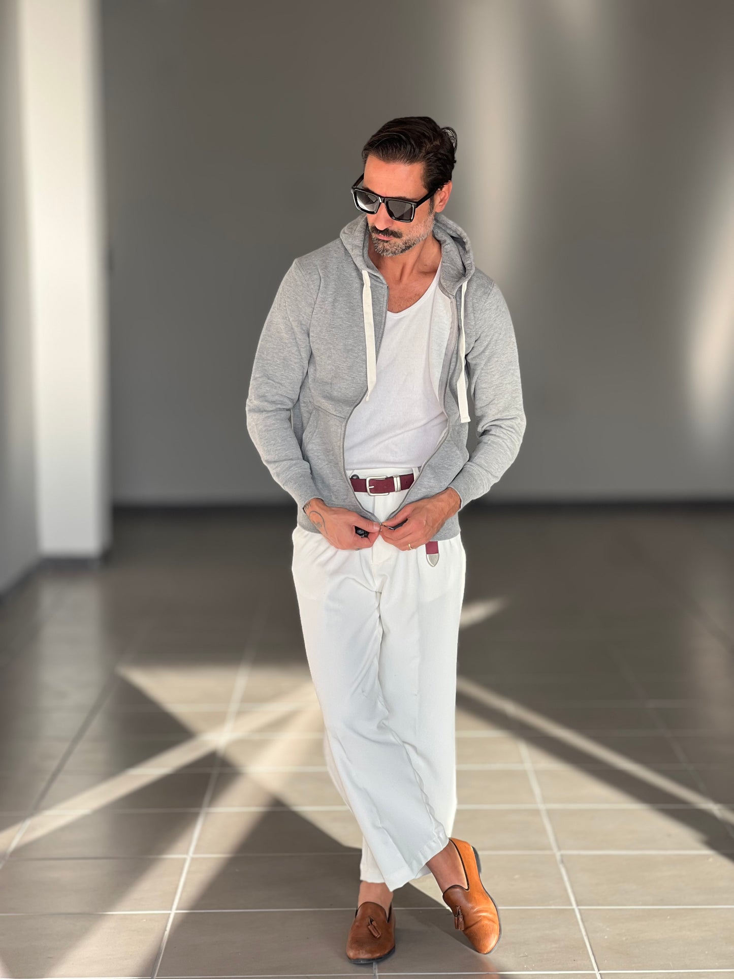 FELPA GRIGIA DOPPIATA ZIP