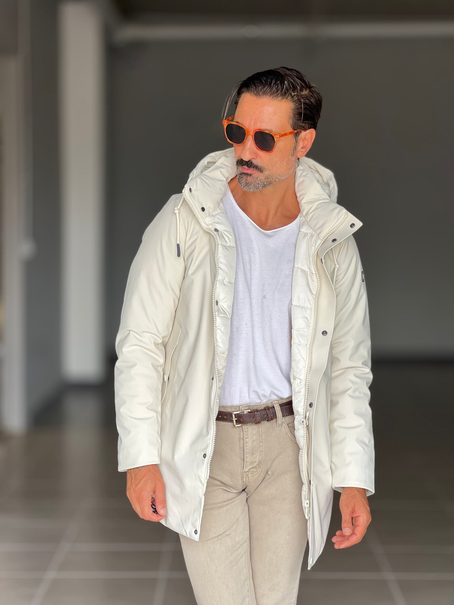 PARKA BL11 PANNA TESSUTO TECNICO