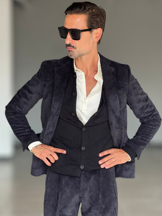 GIACCA VELLUTO MILLERIGHE NERA XAGON