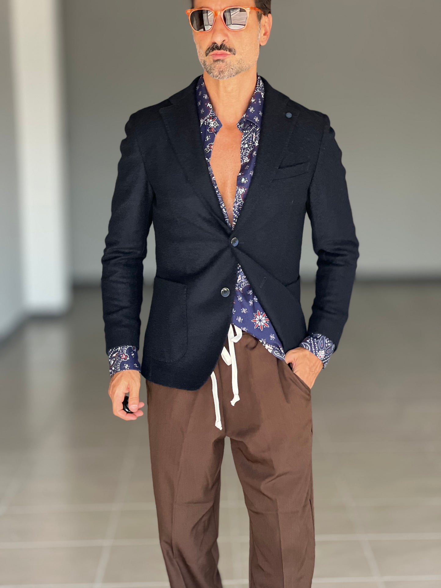GIACCA LANA E MISTI BLU XAGON MONOPETTO