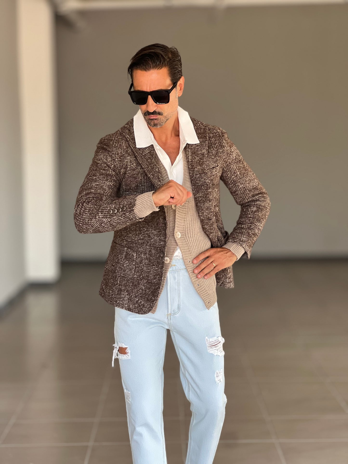 GIACCA TARTAN GRANDE MORO E BEIGE LANA E MISTI XAGON