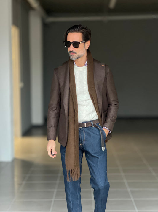 MAGLIA GIRO PANNA LANA E CASHEMERE TRECCIA PICCOLA