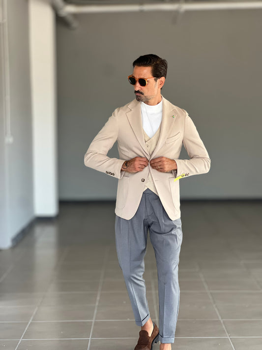 GIACCA BEIGE PUNTO MILANO