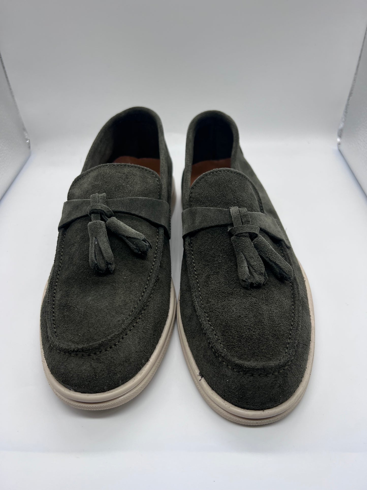 DOUBLE BUCKLE BLACK SUEDE LOAFERS