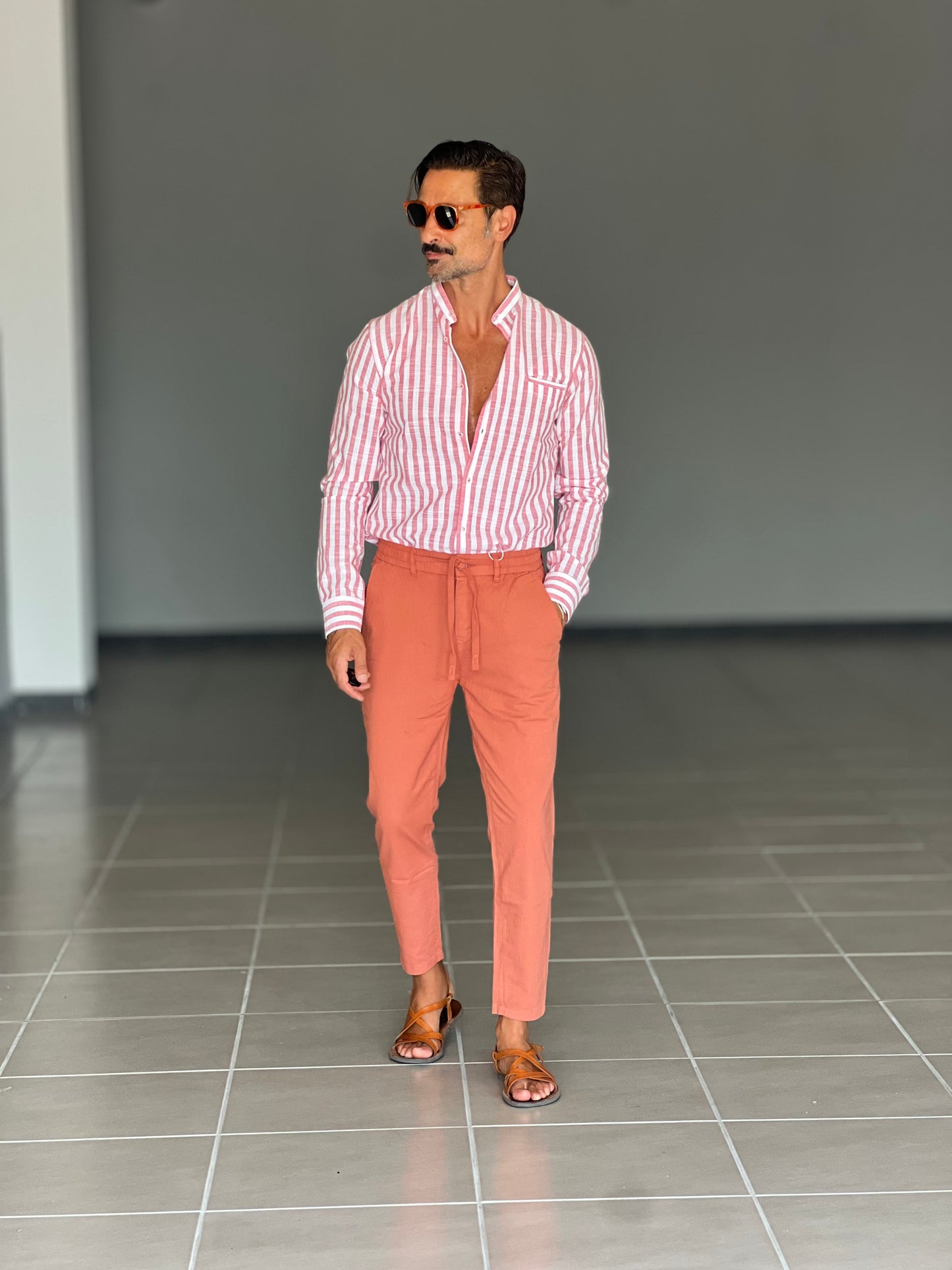 PANTALONE ESTIVO CORALLO EFFETTO LINO GARZATO