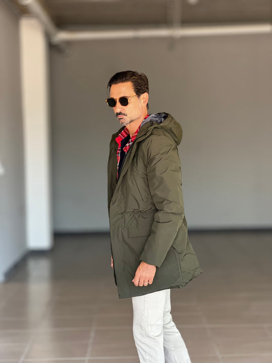 PARKA VERDE TESSUTO TECNIXO IMBOTTITO