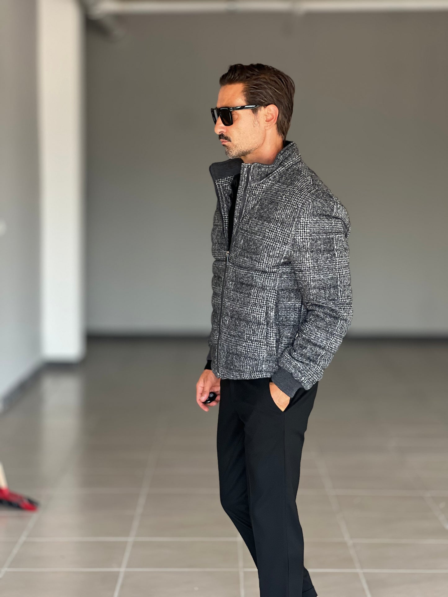 PIUMINO TARTAN GRIGIO SCURO LANA E MISTI PANNO XAGON