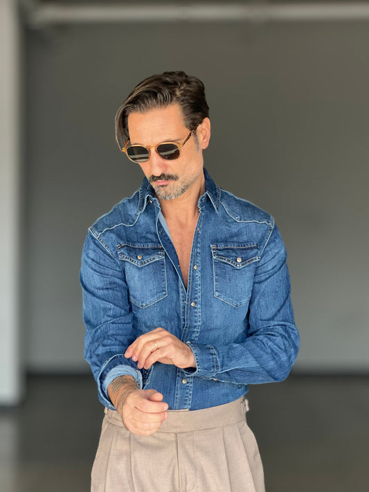 CAMICIA DENIM LAVAGGIO MEDIO TEXANA