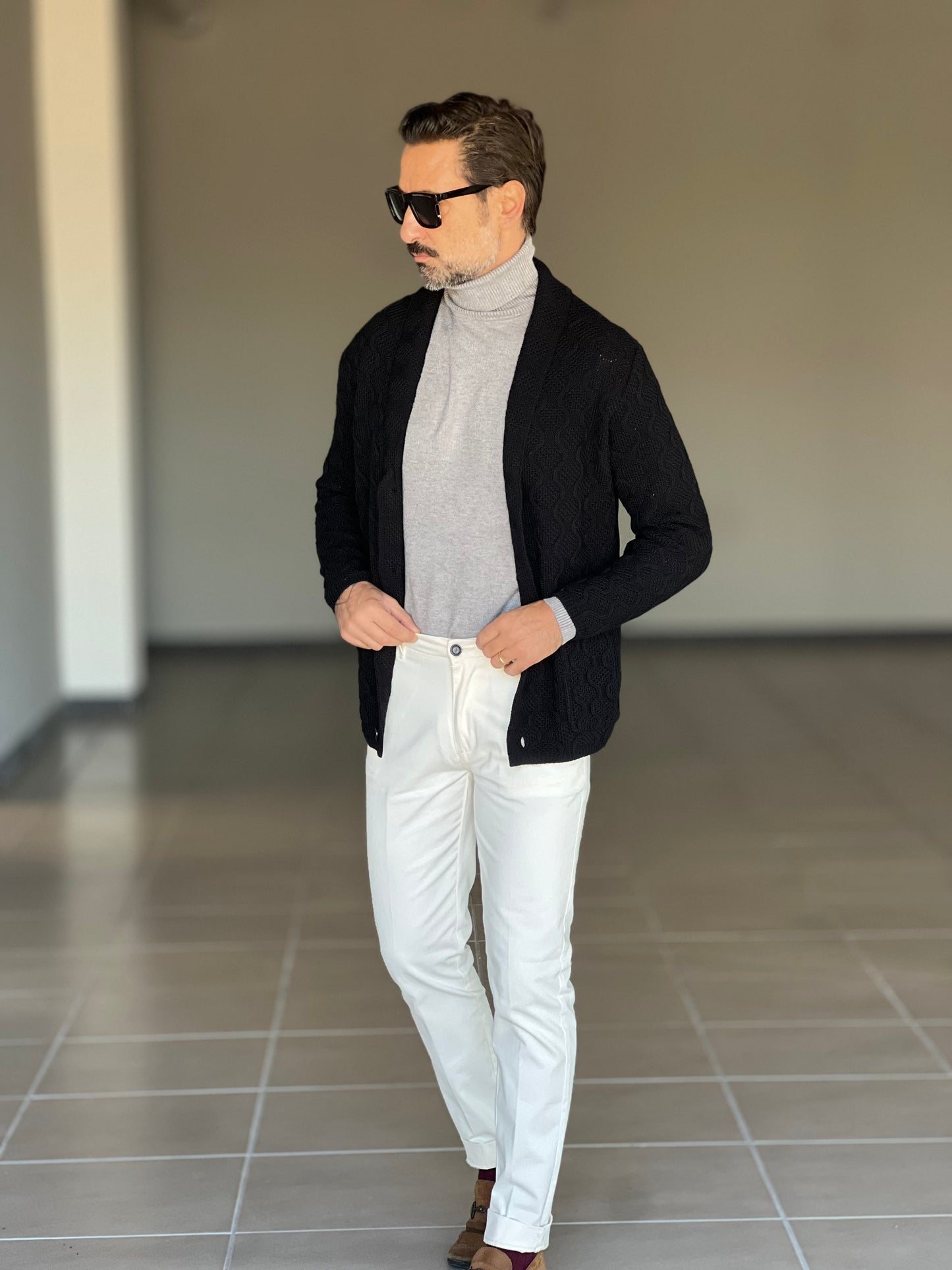 CARDIGAN GIACCA NERO LAVORAZIONE A RILIEVO