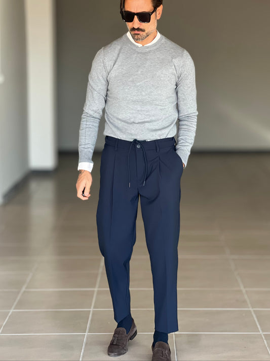 BLACK CHAIN VISCOSE TROUSERS