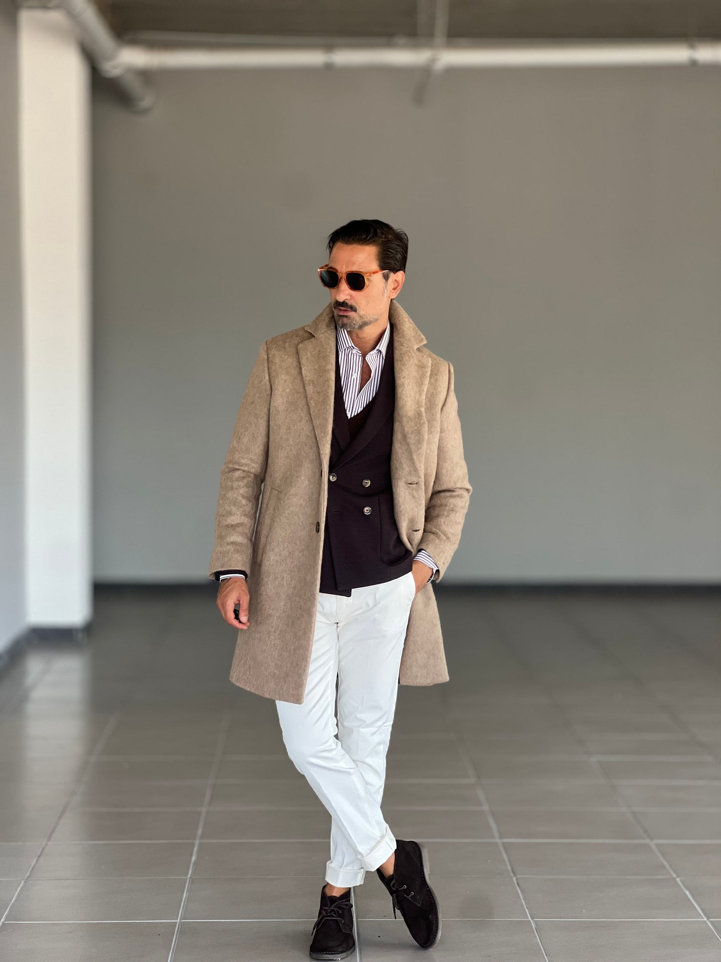 PANTALONE PANNA GABARDINE DI COTONE
