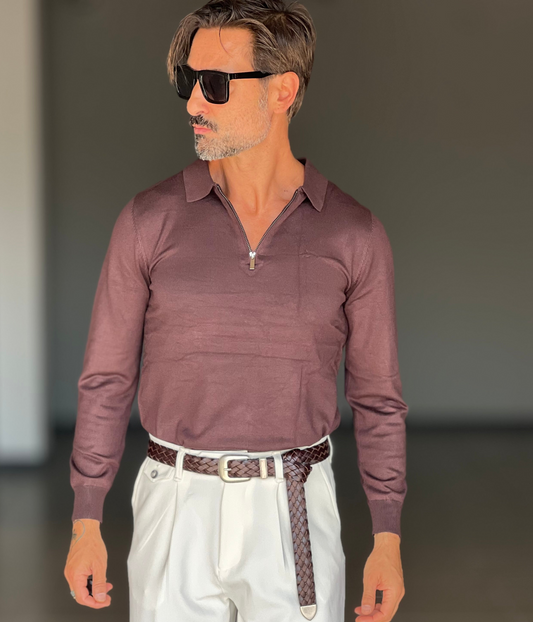 POLO MORO RASATA ZIP VISCOSA E MISTI