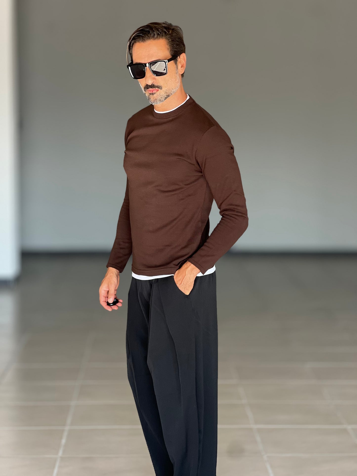 MAGLIA 2 FILI MORO INSERTO T SHIRT BIANCA