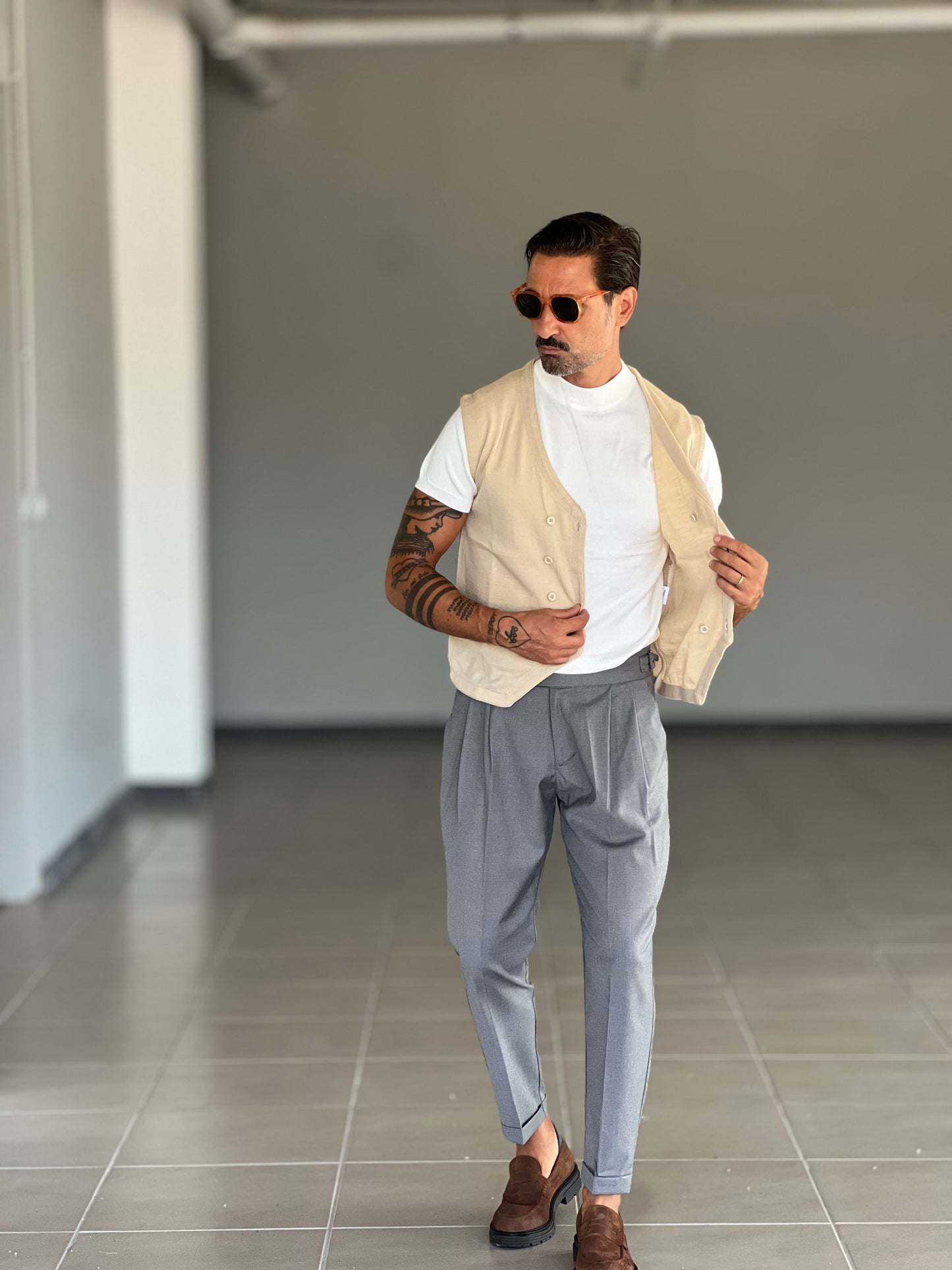 GILET MAGLIA CREMA DOPPIOPETTO