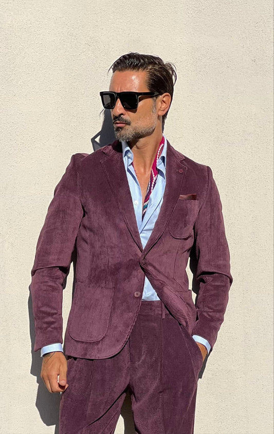 GIACCA VELLUTO MILLERIGHE PRUGNA XAGON