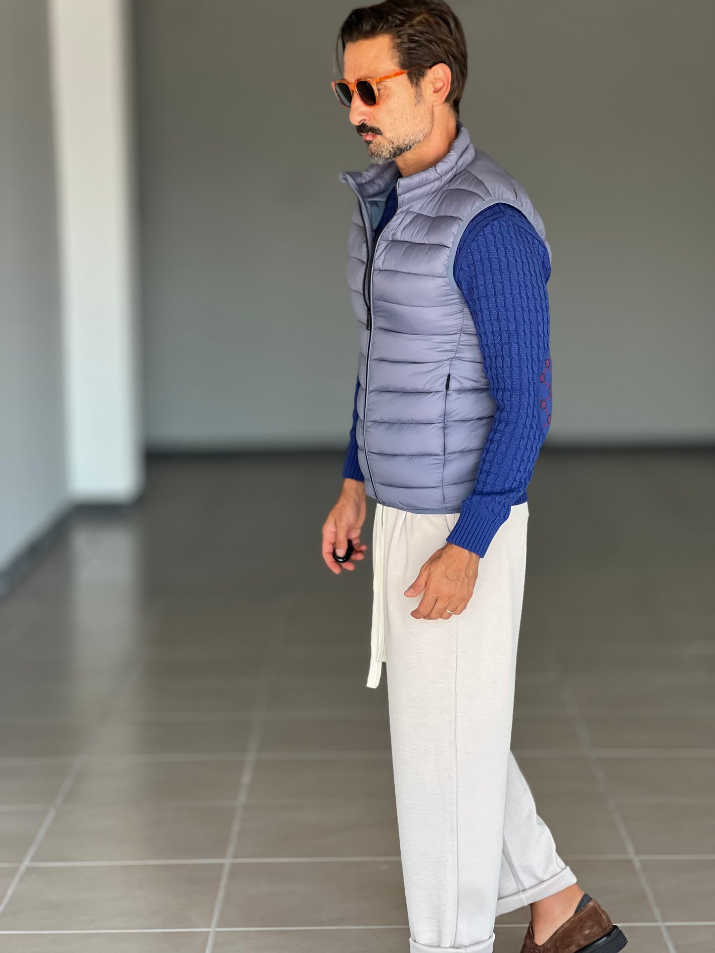 GILET PIUMINO CELESTE MARE