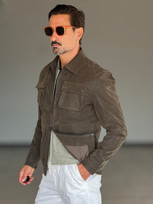 ECO-LEATHER BIKER WITH BLACK ON BLACK STUD