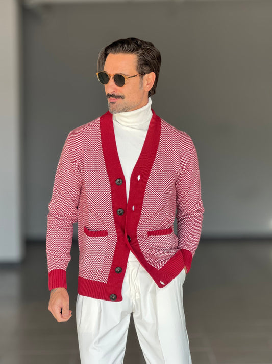 CARDIGAN PRUGNA MISTO LANA EFFETTO BOTTONATO