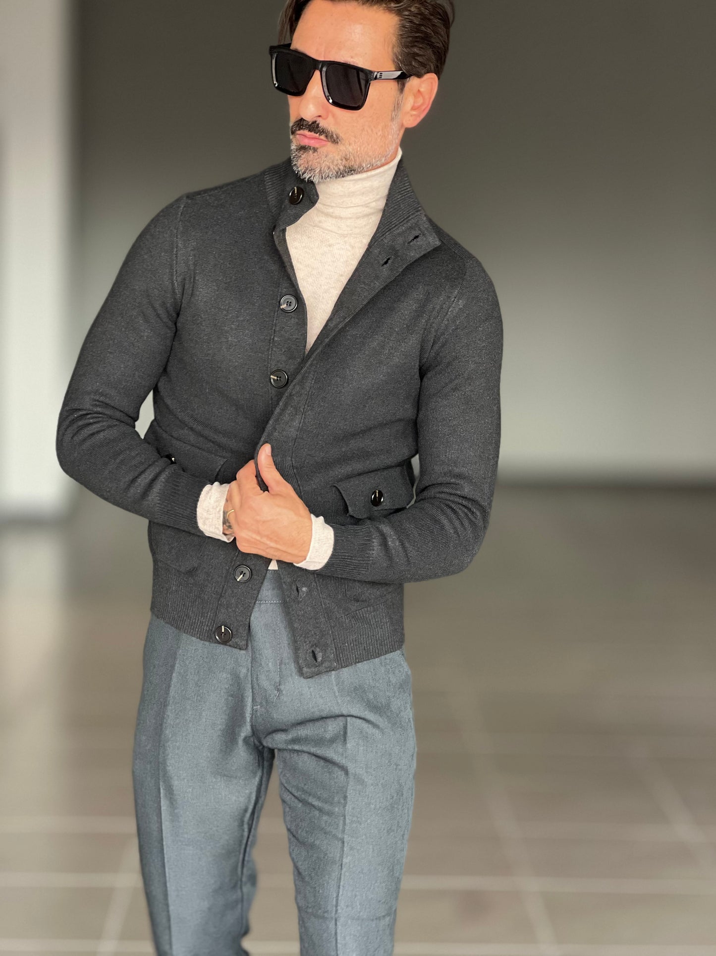 BEIGE COTTON OPEN CARDIGAN