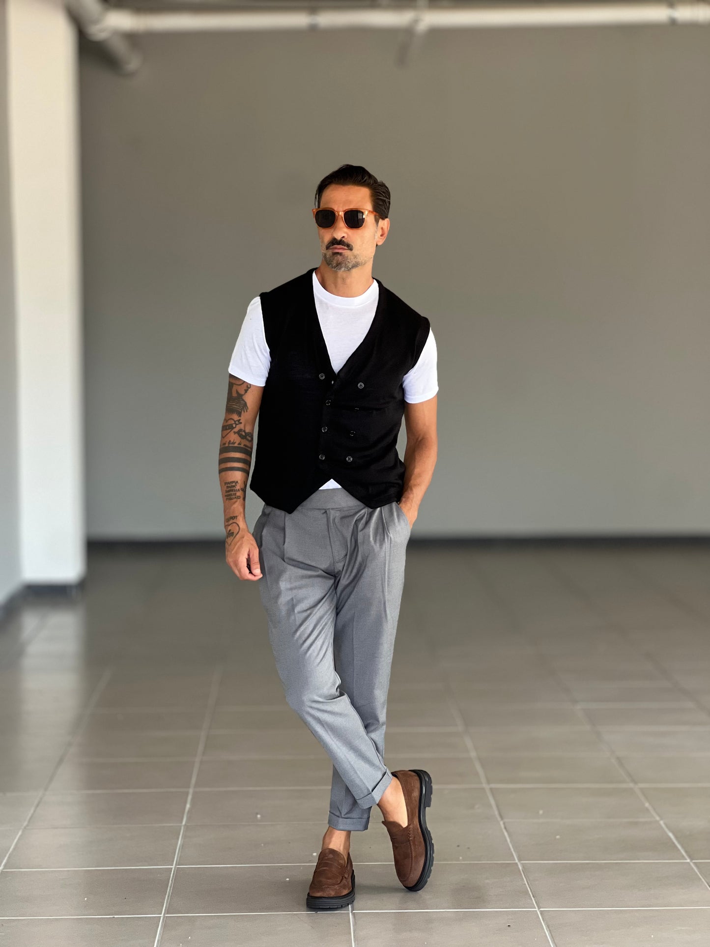 GILET MAGLIA NERO DOPPIOPETTO