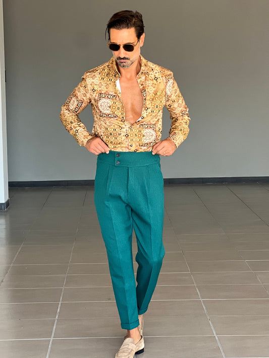 WHITE VISCOSE TROUSERS WITH REGULAR BOTTOM