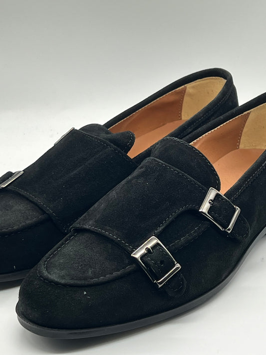 MOCASSINO CAMOSCIO NERO DOPPIAFIBBIA FONDO GOMMA