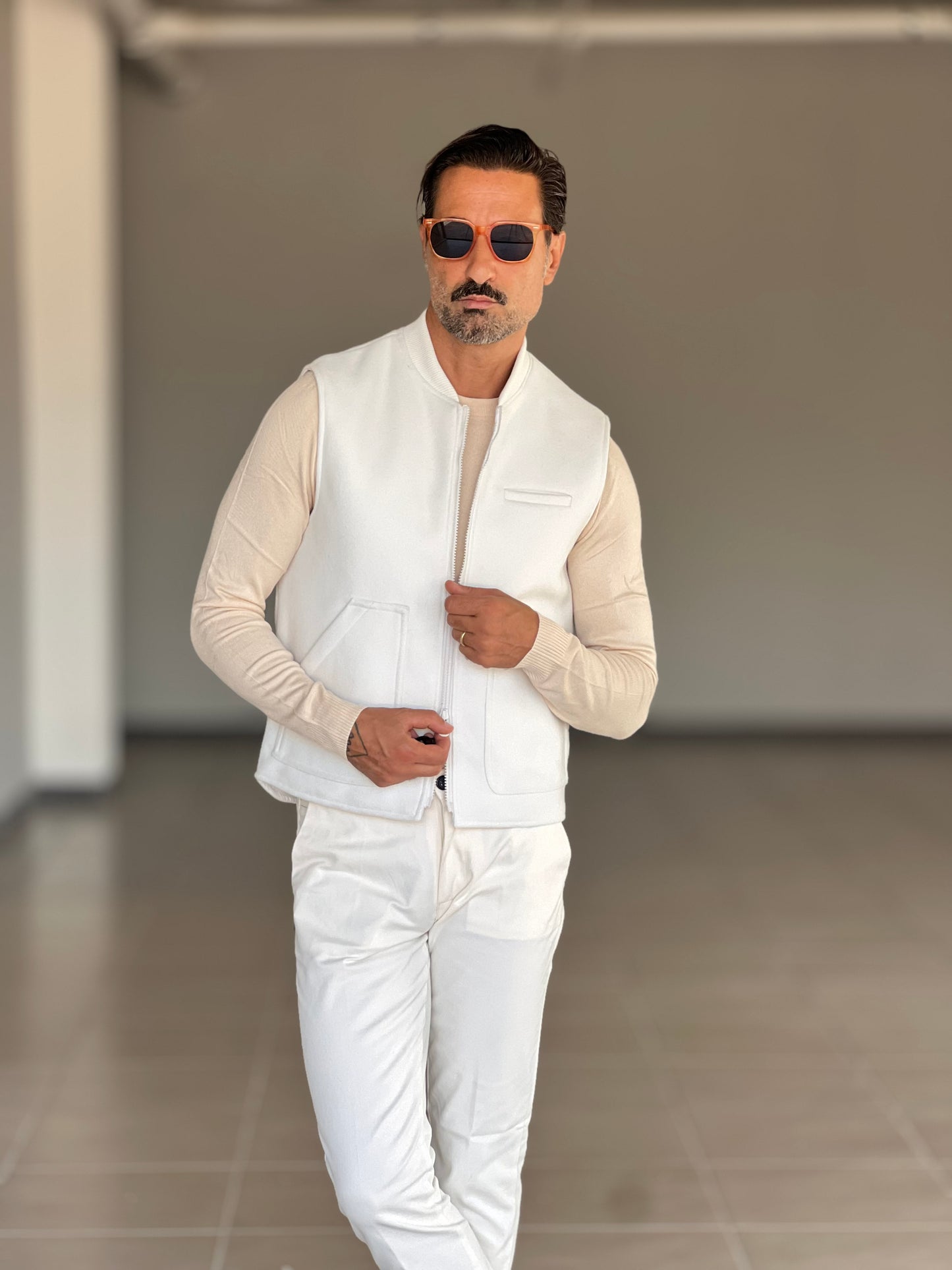 GILET BIANCO PANNO E PIUMINO REVERSIBILE
