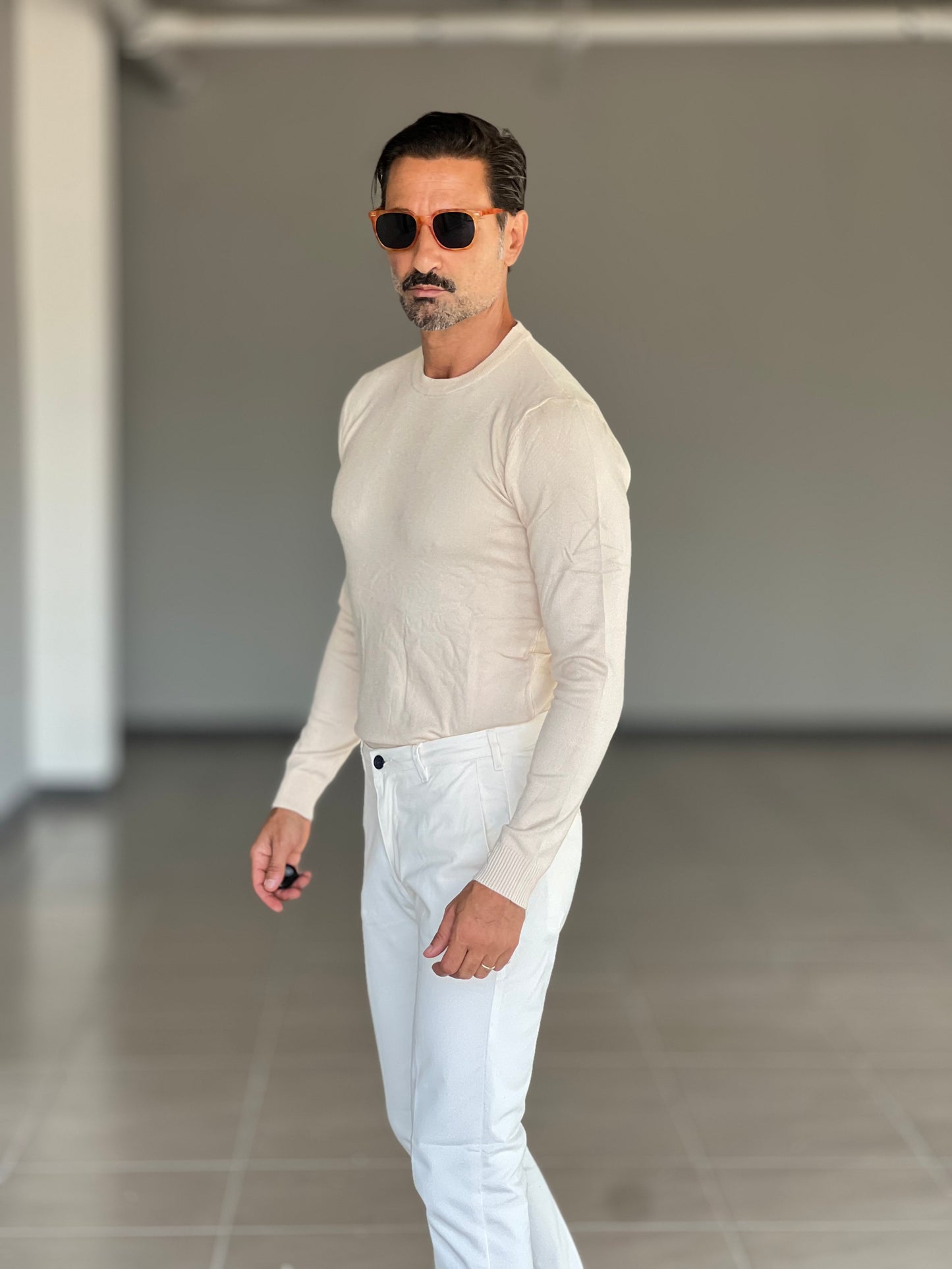 MAGLIA GIRO CREMA VISCOSA E MISTI
