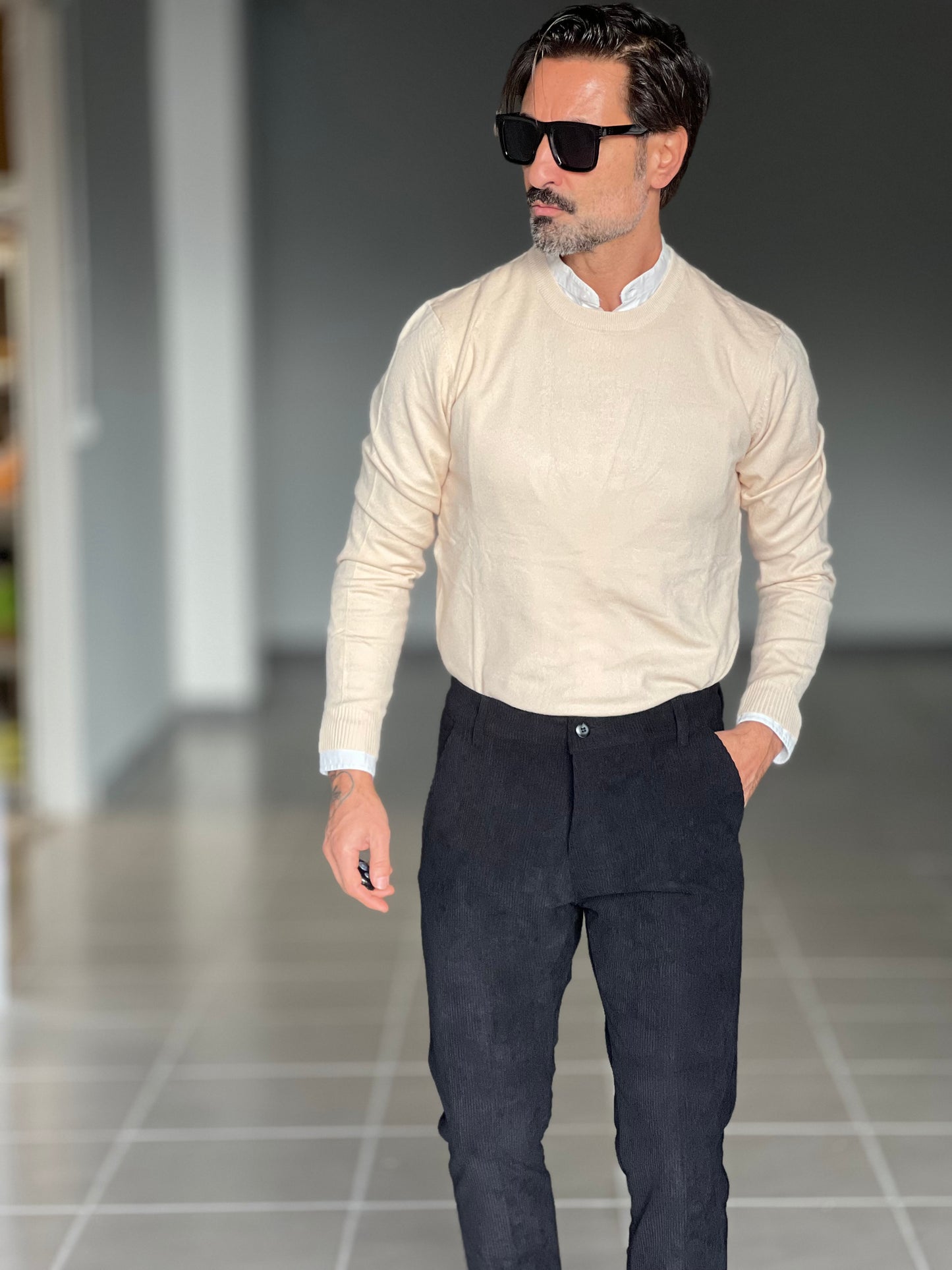 PANTALONE NERO VELLUTO MILLERIGHE GAMBA DRITTA TASCA AMERICA