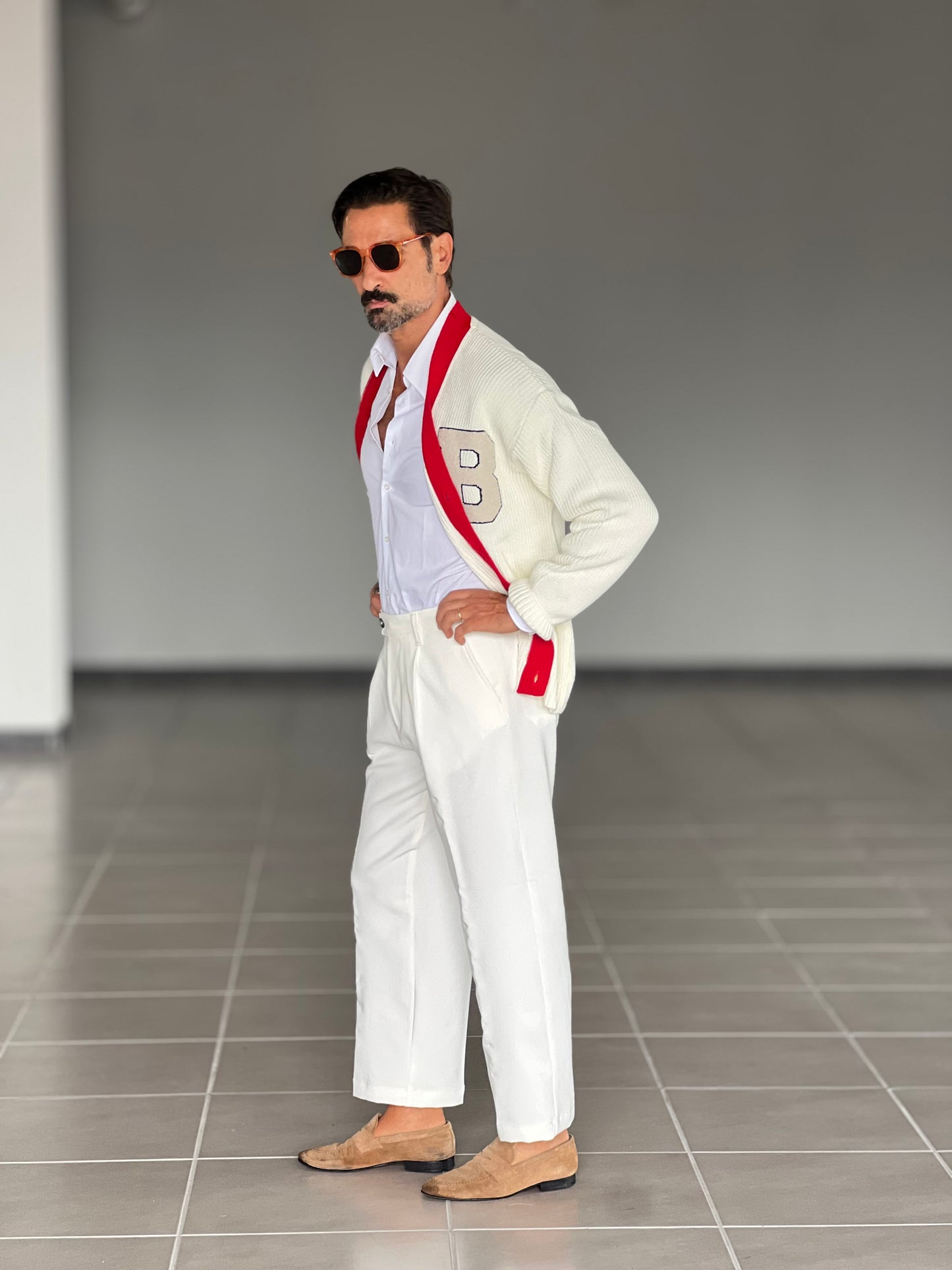 PANTALONE FONDO AMPIO PANNA GAMBA A PALAZZO