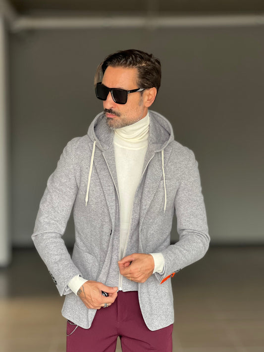 GIACCA PANNO GRIGIA INTERNO FELPA ESTRIBILE